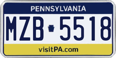 PA license plate MZB5518