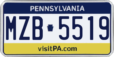 PA license plate MZB5519