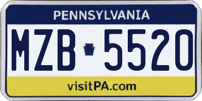 PA license plate MZB5520