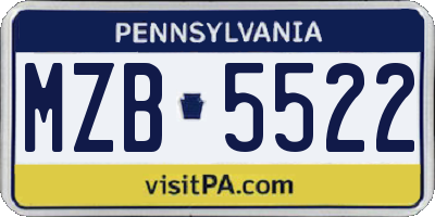 PA license plate MZB5522