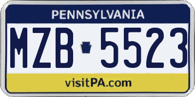 PA license plate MZB5523