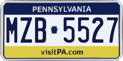 PA license plate MZB5527