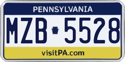 PA license plate MZB5528