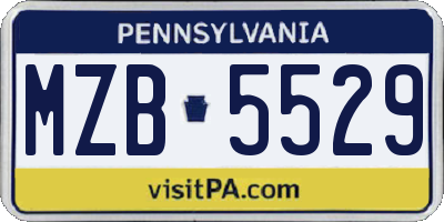 PA license plate MZB5529