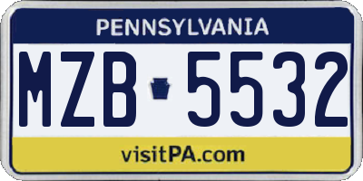 PA license plate MZB5532