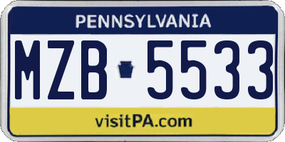 PA license plate MZB5533