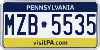 PA license plate MZB5535