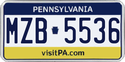 PA license plate MZB5536