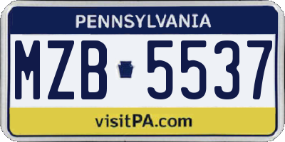 PA license plate MZB5537