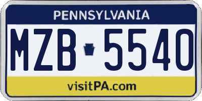 PA license plate MZB5540