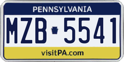 PA license plate MZB5541