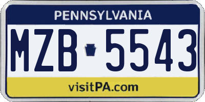 PA license plate MZB5543