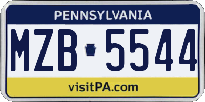 PA license plate MZB5544
