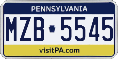 PA license plate MZB5545
