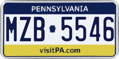 PA license plate MZB5546