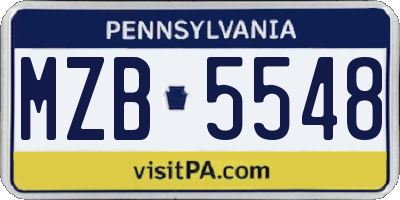 PA license plate MZB5548