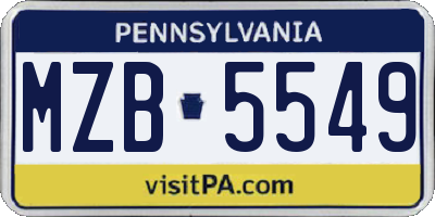 PA license plate MZB5549