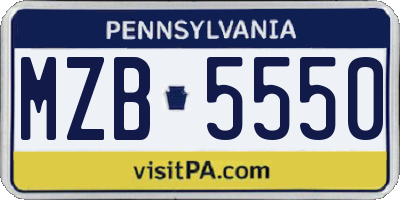 PA license plate MZB5550