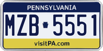 PA license plate MZB5551