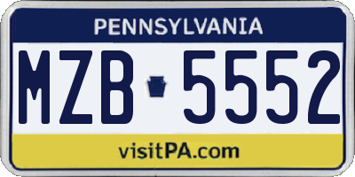 PA license plate MZB5552