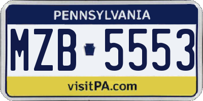 PA license plate MZB5553
