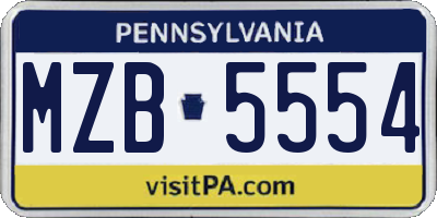 PA license plate MZB5554