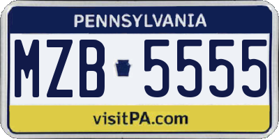 PA license plate MZB5555