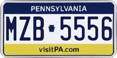 PA license plate MZB5556