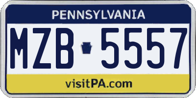 PA license plate MZB5557