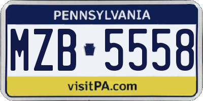 PA license plate MZB5558