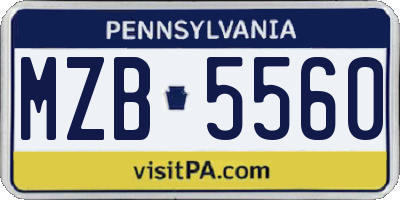 PA license plate MZB5560