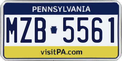 PA license plate MZB5561