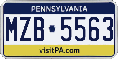 PA license plate MZB5563
