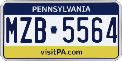 PA license plate MZB5564