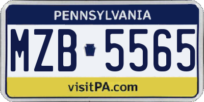 PA license plate MZB5565