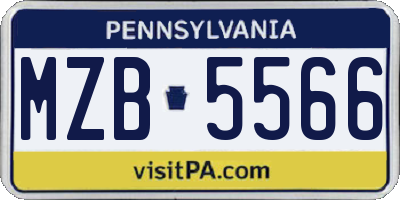 PA license plate MZB5566