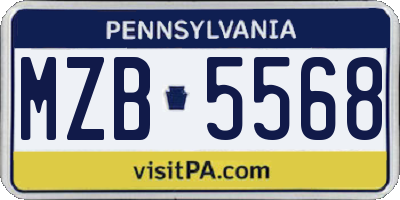 PA license plate MZB5568