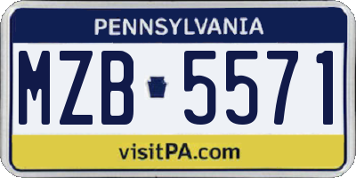 PA license plate MZB5571