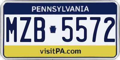 PA license plate MZB5572