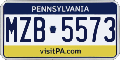 PA license plate MZB5573