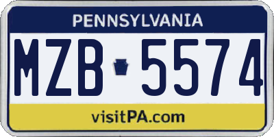 PA license plate MZB5574