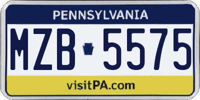 PA license plate MZB5575