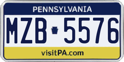 PA license plate MZB5576