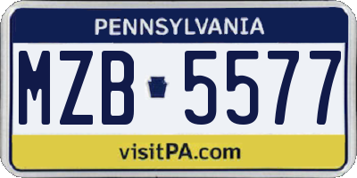 PA license plate MZB5577