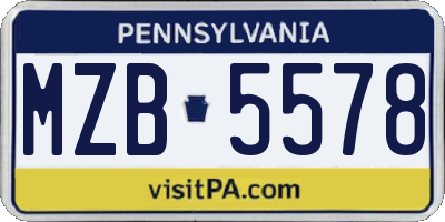 PA license plate MZB5578