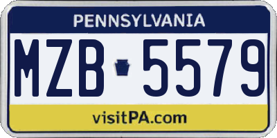 PA license plate MZB5579