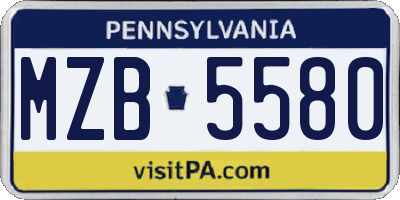 PA license plate MZB5580