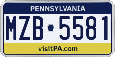 PA license plate MZB5581