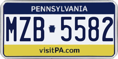 PA license plate MZB5582