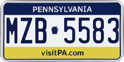PA license plate MZB5583
